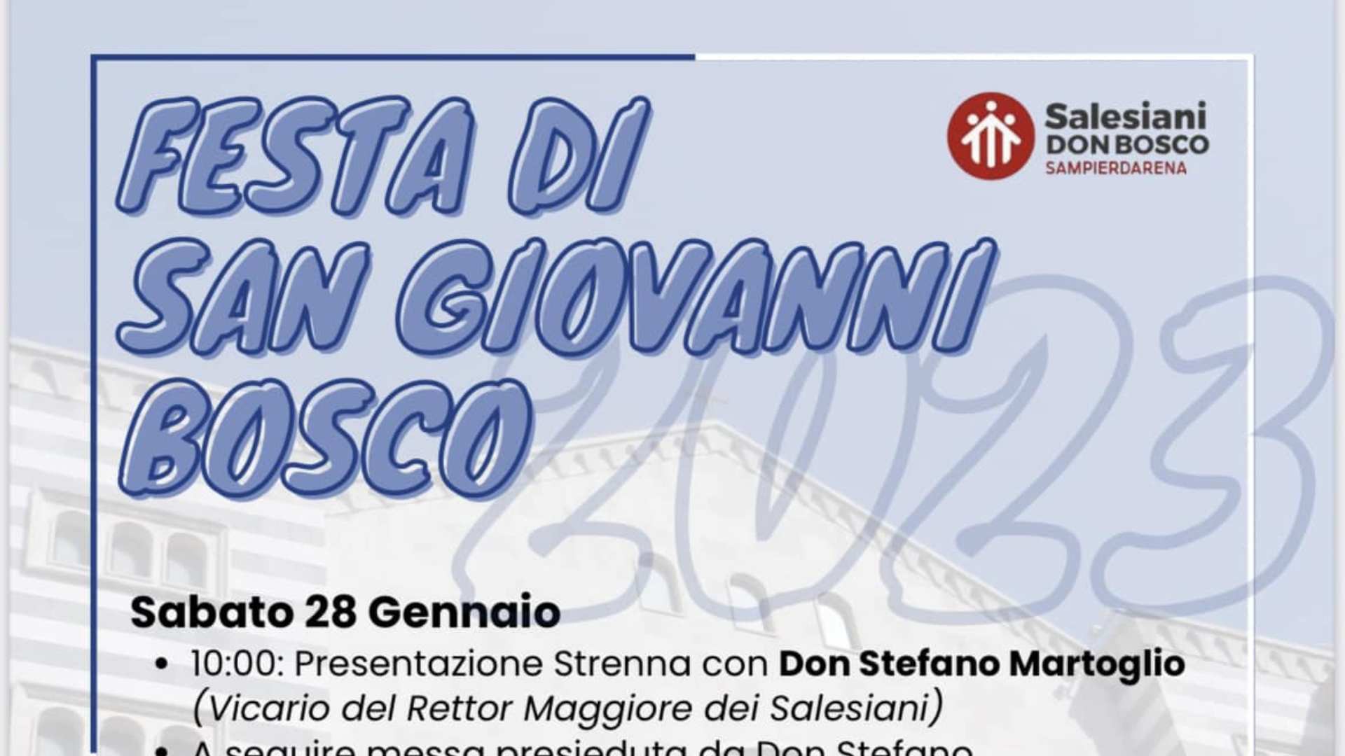 Genova Sampierdarena Per La Festa Di Don Bosco Il Vicario Del Rettor